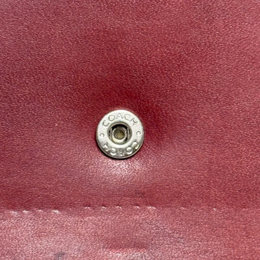 Coach Vintage Red Soho Leather Buckle Envelope Wallet Checkbook Burgundy Oxblood - Picture 8 of 8